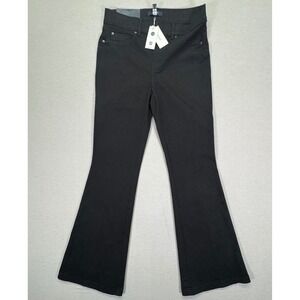 Spanx Flare Jeans Clean Black Pull On Shaping Denim 20326Q Womens Medium NWT